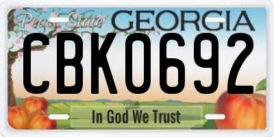 GA license plate CBK0692