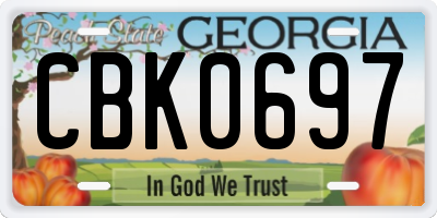 GA license plate CBK0697
