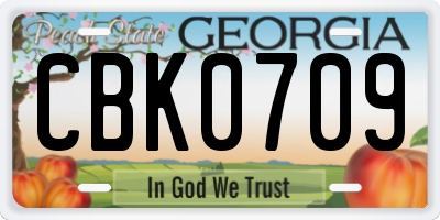 GA license plate CBK0709
