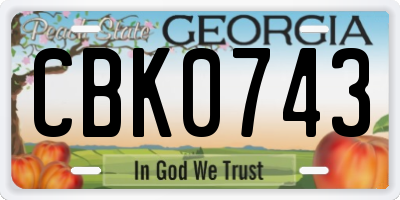GA license plate CBK0743