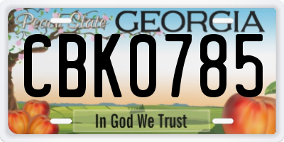 GA license plate CBK0785