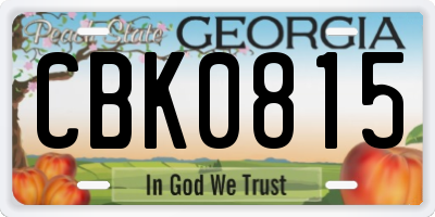 GA license plate CBK0815