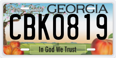 GA license plate CBK0819