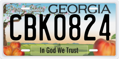 GA license plate CBK0824
