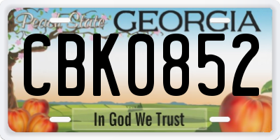 GA license plate CBK0852