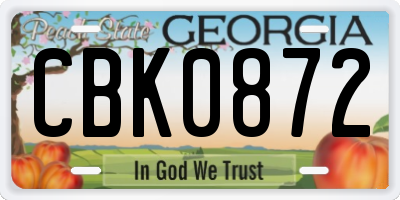 GA license plate CBK0872