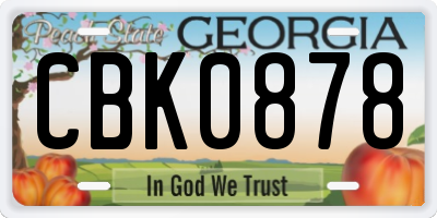 GA license plate CBK0878