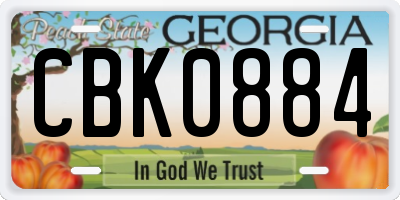 GA license plate CBK0884