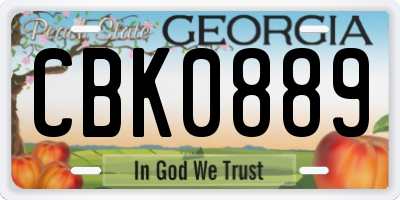 GA license plate CBK0889