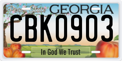 GA license plate CBK0903