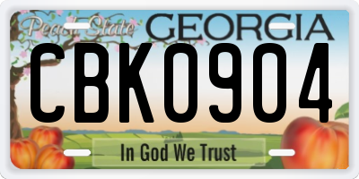 GA license plate CBK0904
