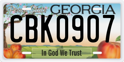 GA license plate CBK0907