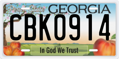 GA license plate CBK0914