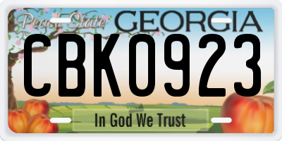 GA license plate CBK0923