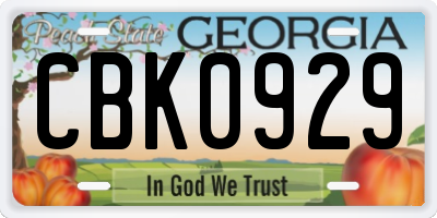 GA license plate CBK0929