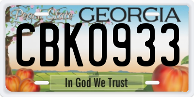 GA license plate CBK0933