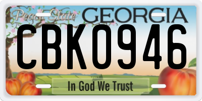 GA license plate CBK0946