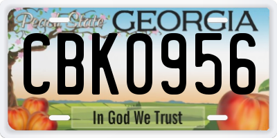 GA license plate CBK0956