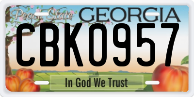 GA license plate CBK0957