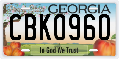 GA license plate CBK0960