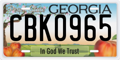 GA license plate CBK0965