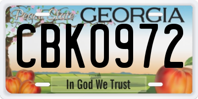 GA license plate CBK0972
