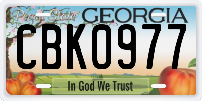 GA license plate CBK0977