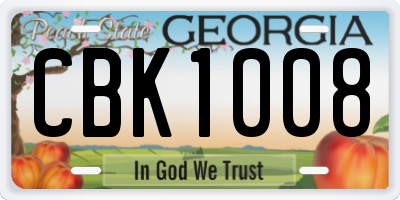GA license plate CBK1008