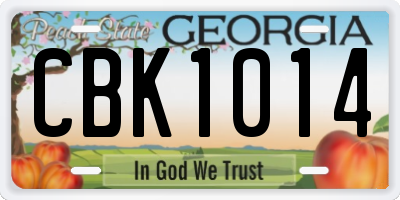 GA license plate CBK1014