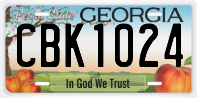 GA license plate CBK1024