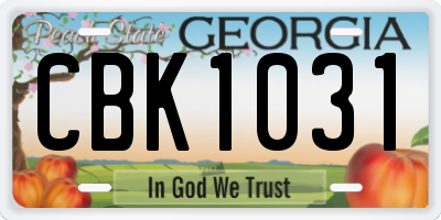 GA license plate CBK1031