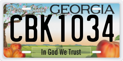 GA license plate CBK1034