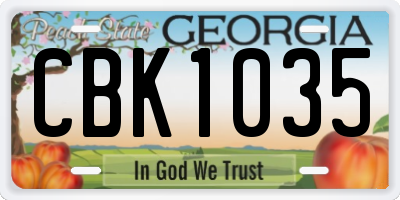 GA license plate CBK1035