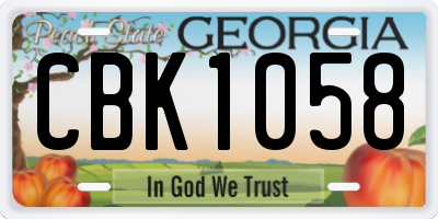 GA license plate CBK1058