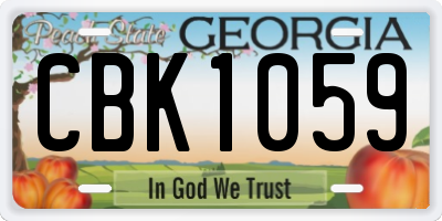 GA license plate CBK1059