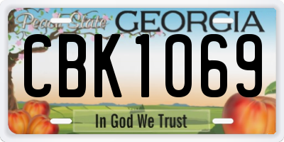 GA license plate CBK1069