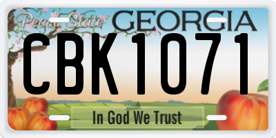 GA license plate CBK1071