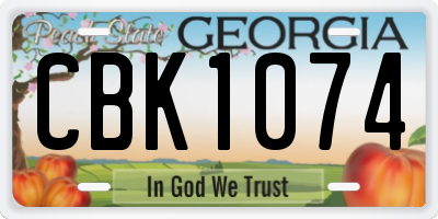 GA license plate CBK1074
