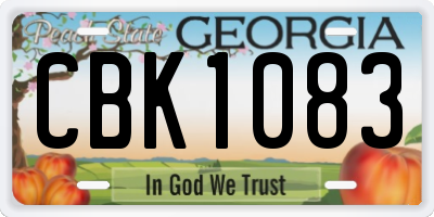 GA license plate CBK1083