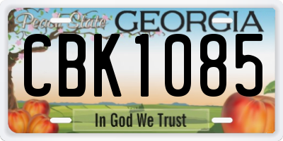 GA license plate CBK1085