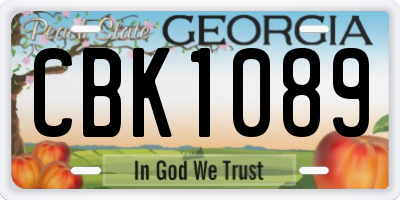 GA license plate CBK1089