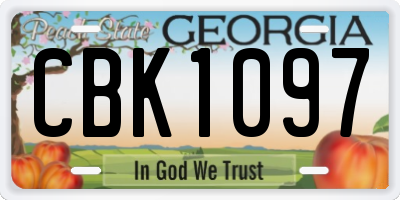 GA license plate CBK1097