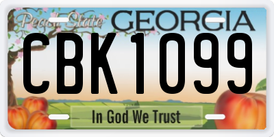 GA license plate CBK1099