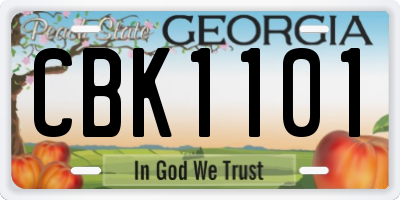 GA license plate CBK1101