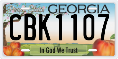 GA license plate CBK1107