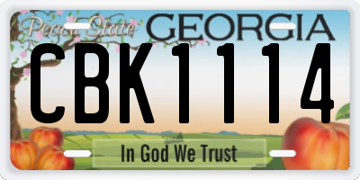 GA license plate CBK1114