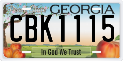GA license plate CBK1115