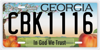 GA license plate CBK1116