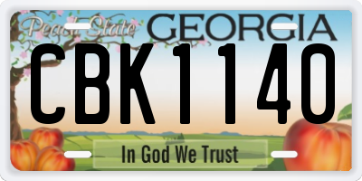 GA license plate CBK1140