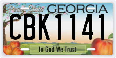 GA license plate CBK1141